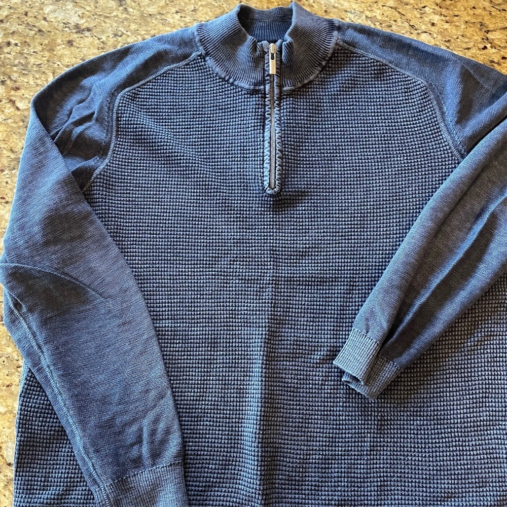 Mens Tommy Bahama Half Zip Waffle Knit Sweater